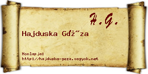 Hajduska Géza névjegykártya